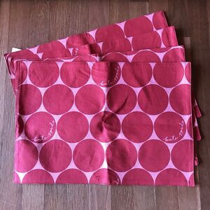 Kate Spade Set of 4 Large Cloth Placemats Pink Red Large Polka Dots 13" x 19"